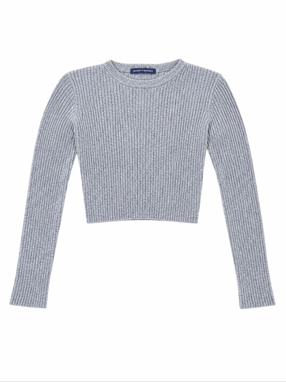 Brandy Melville Gray Heathered Ribbed Knit Cropped Sweater Wool Cashmere Size S